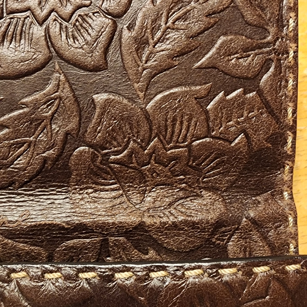 Vintage Celine Brown Floral Embossed Leather Wallet - Picture 11 of 16